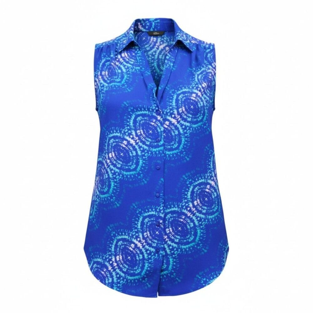 WORTHINGTON Tunic Button up Tie Dye Blue Women’s 1X Sleeveless